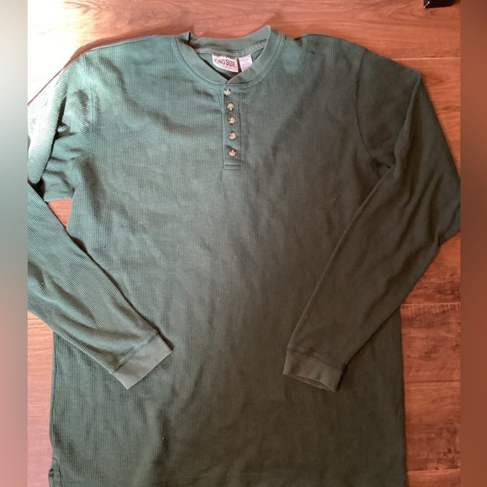 Men’s Big & Tall King size Thermal Shirt Sz 2xl Tall Green    02